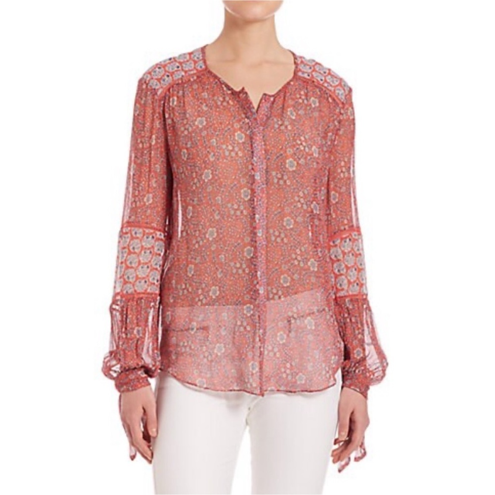 Rebecca Taylor, Amanda long-sleeve floral silk blend top, size 0
